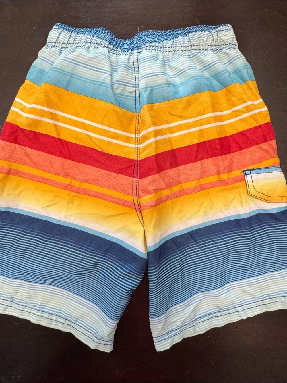 Kanu Surf Boys Multicolor Stripe Swim Trunks  Size M- Blue, Yellow, Red